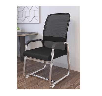 Ergonomic Black Office Chair with Armrests | Padded Conference Chair | Comfortable Metal Frame Office Chair