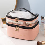 PU Leather Double-Layer Waterproof Toiletries & Cosmetics Bag | Compact Travel Organizer