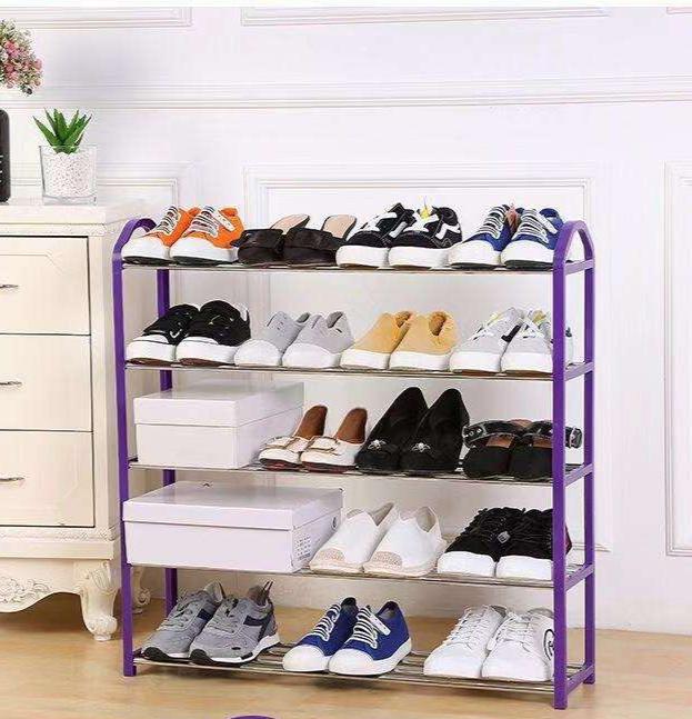 Nunix 5 Tier Plastic Stainless Steel Shoe Rack | MultiColor Options | Bedrooms Entryways Hallways Closets