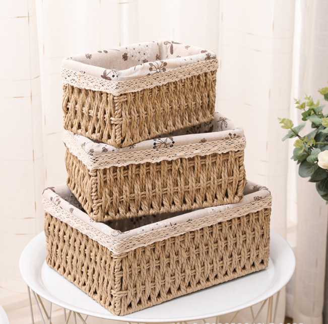 3 in1 Multipurpose Woven Storage Basket | Stylish and Functional Organizer | Versatile Storage Solution | 	26X19.5X10 cm