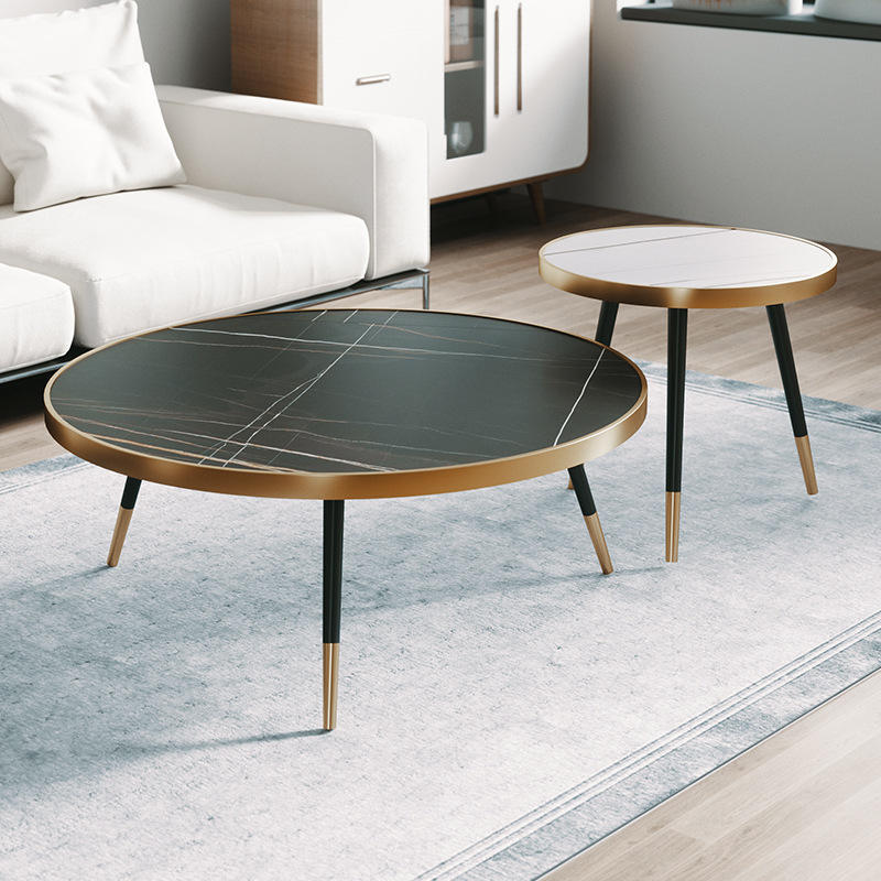 2 in 1 Coffee Table | Modern Marble Round Coffee Table & Side Table | Multifunctional Living Room Furniture