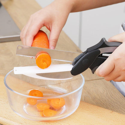 2in1 Clever Food Chopper Cutter | Smart Stainless Steel Knife with Built-in Cutting Board | Chops Fruits, Vegetables, & Meat