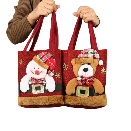 Christmas Gift Bags | Santa Claus, Snowman & Deer Designs | Children's Candy & Gift Handbag | Holiday Decorations