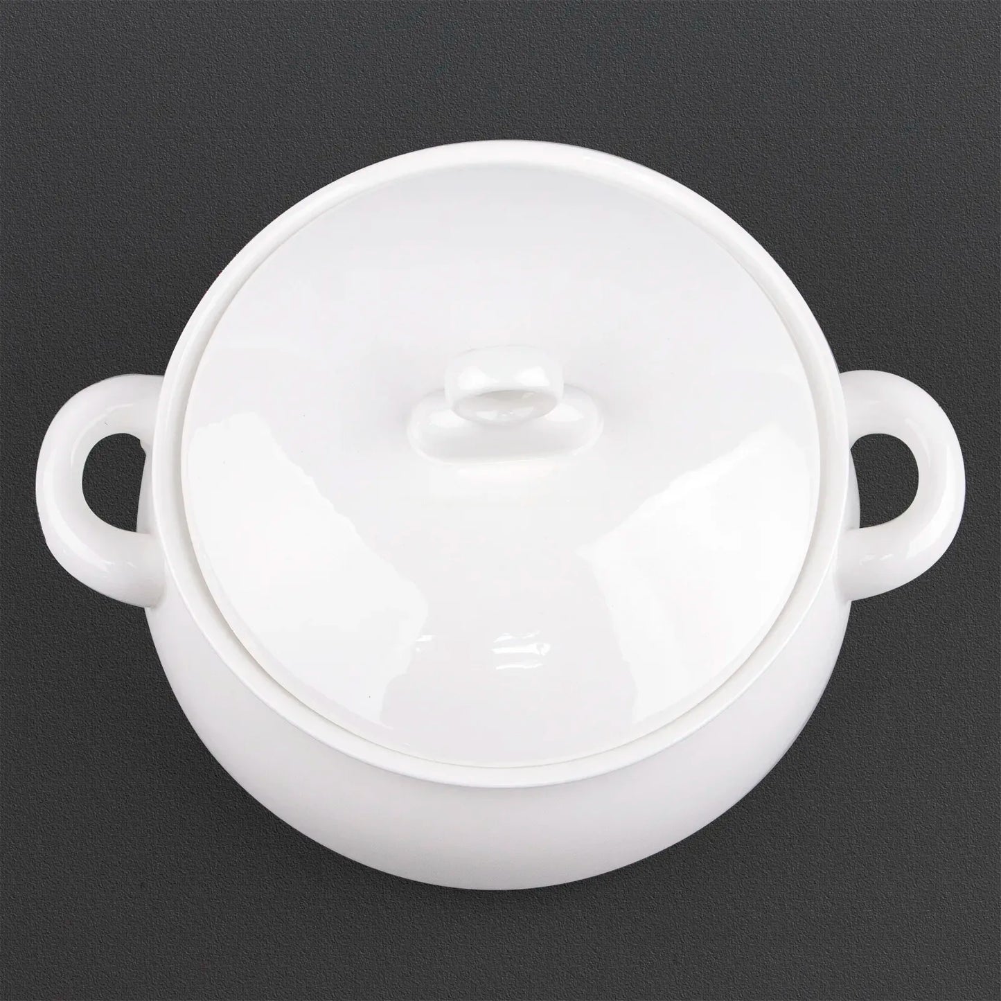 High Quality White Plain Porcelain Soup Serving Pot | Elegant and Durable