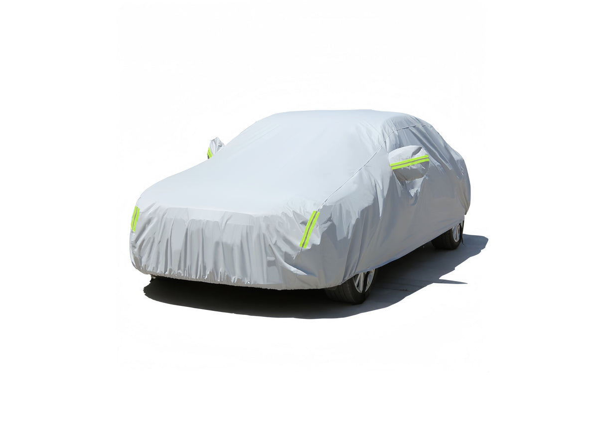 High Quality Universal Grey Car Cover with Fleece Lining & Side Reflectors | Waterproof, Scratch & Heat Resistant | Size L: Fits Vitz, Passo, Demio | 4.7m x 1.8m x 1.5m