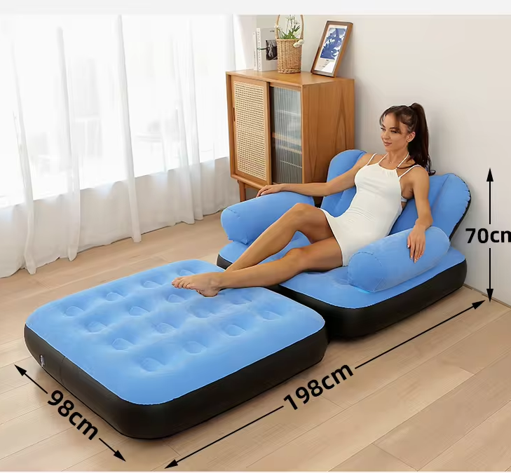 5in1 Multifunctional Inflatable Couch Lazy Sofa Bed with L-Shaped Armrest | Indoor Folding Sofa Bed for Relaxing and Lounging