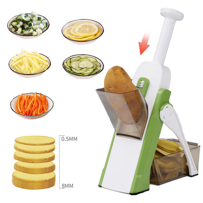 Multifunctional Manual Slicer Rotary Grater | Stainless Steel Rotary Blades Vegetable Cutter | Safe Mandoline Slice Chopper