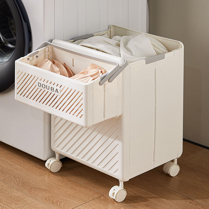 2pcs Foldable Laundry Hamper Basket with Wheels | Collapsible Storage Organizer