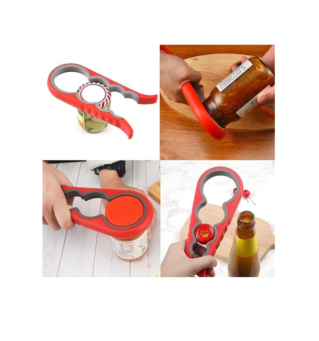 Multifunctional 4in1 Bottle Opener | Non-Slip Jar Lid and Bottle Opener | Labor-Saving Can Opener for Kitchen Use