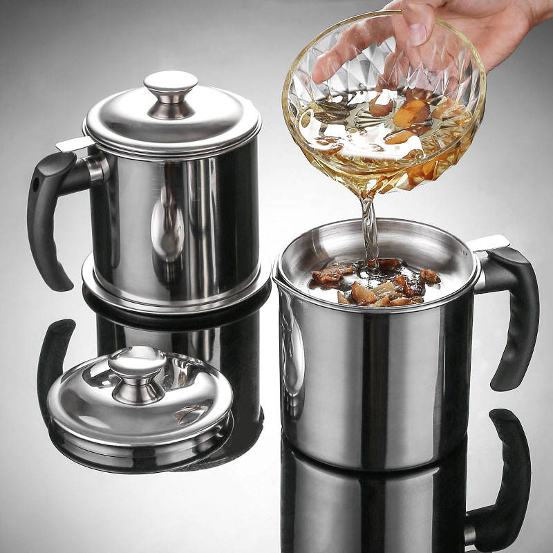 Polished Stainless Steel Oil Filter  Sieve | 1.4L Capacity | Reusable Cooking Oil