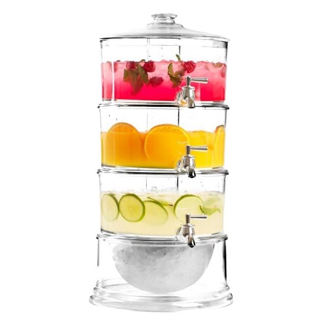 3 Tier Juice Dispenser | Stackable Acrylic Drink Display with Lids & Spigots | 3L Clear Beverage Dispenser for Parties and Events