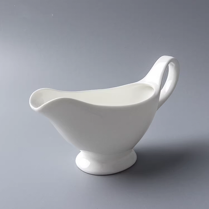 230ml Fine Porcelain Gravy Boat | White Ceramic Sauce Bowl