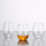 Oval Glass Clear (6pc) | Stemless Wine Glass Tumblers | 500ml Clear Glass Cups for Weddings & Ceremonies