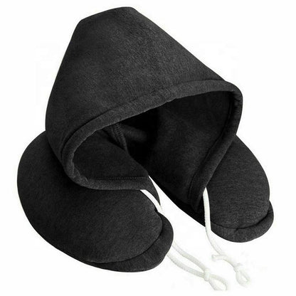 Microfiber Memory Foam Travel Neck Pillow with Hoodie | Comfortable Neck Support for Travel | Available in Grey and Black