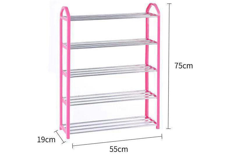 Nunix 5 Tier Plastic Stainless Steel Shoe Rack | MultiColor Options | Bedrooms Entryways Hallways Closets