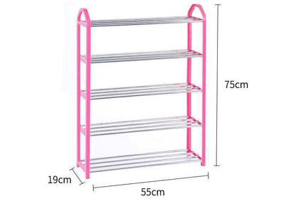 Nunix 5 Tier Plastic Stainless Steel Shoe Rack | MultiColor Options | Bedrooms Entryways Hallways Closets