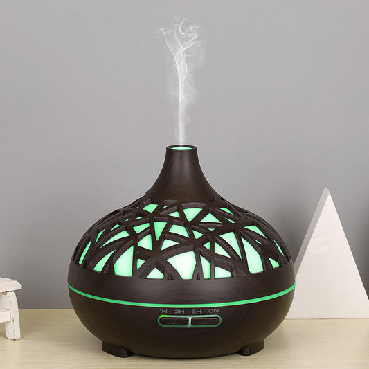 500ml High Quality Wood Light Cool Mist Ultrasonic Electric Smart Home Fragrance Oil Essential Aroma Diffuser |  Humidifier/Diffuser with Remote Control | Starry Sky Design