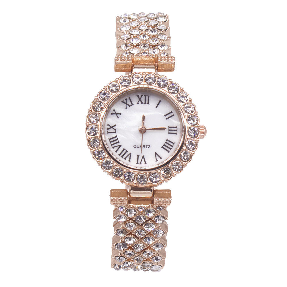 High Quality 2Piece Full Crystal Watch and Bracelet Set for Women | Elegant Gold Diamond Wristwatch & Jewelry