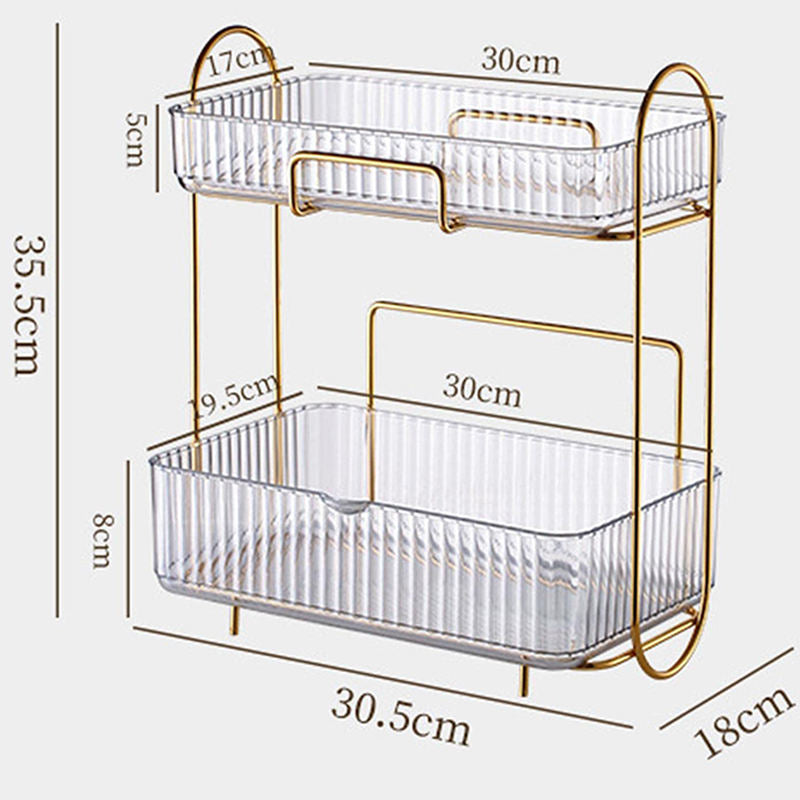 Acrylic Double Layer Cosmetic Organizer | Large Capacity Makeup Storage Rack | 30.5 x 18 x 35.5cm