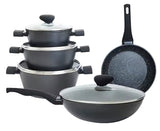 10 Piece Nonstick Granite Coating Cookware Set with Induction Base | High Quality, Scratch Resistant, PFOA Free