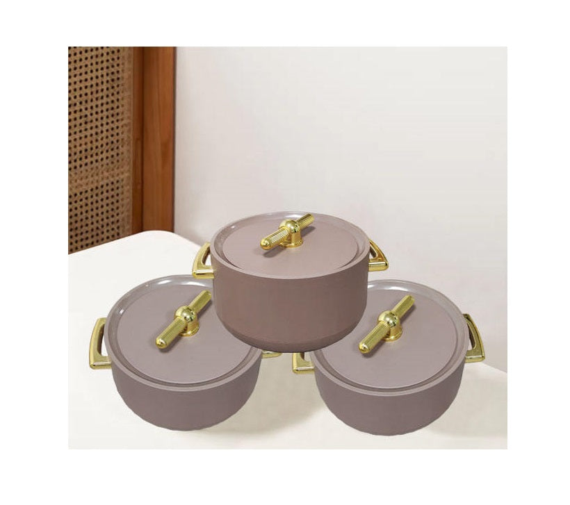 Antalya 4pcs Insulated Hotpot Set | Durable Hot Food Storage & Serving Set | Stackable Design (Brown)