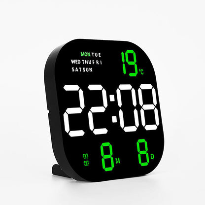 Digital Wall Clock | Large LED Display with Temperature, Date, Week | Adjustable Brightness & Remote Control | Multifunctional Alarm Clock with Calendar