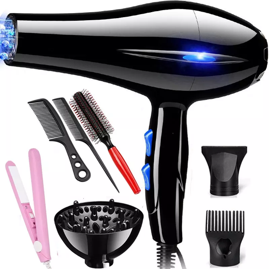 12 Pcs Professional Salon Barber Styling Tools | 220V Hair Dryer with Accessories | 1200 Motor Power