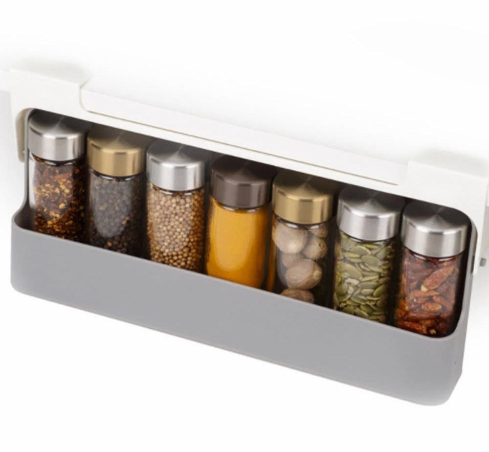 7pc Under Shelf Spice Holder Rack | Kitchen Spice Organizer | Non Perforated Seasoning Storage Solution