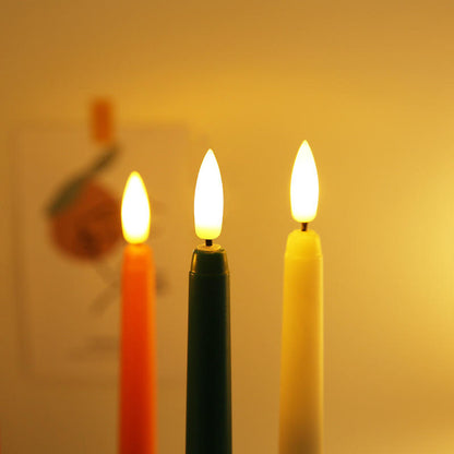 3pcs Classic Battery Operated Flameless 3D Wick Taper Candles | Decorative Festive Candles | 28cm