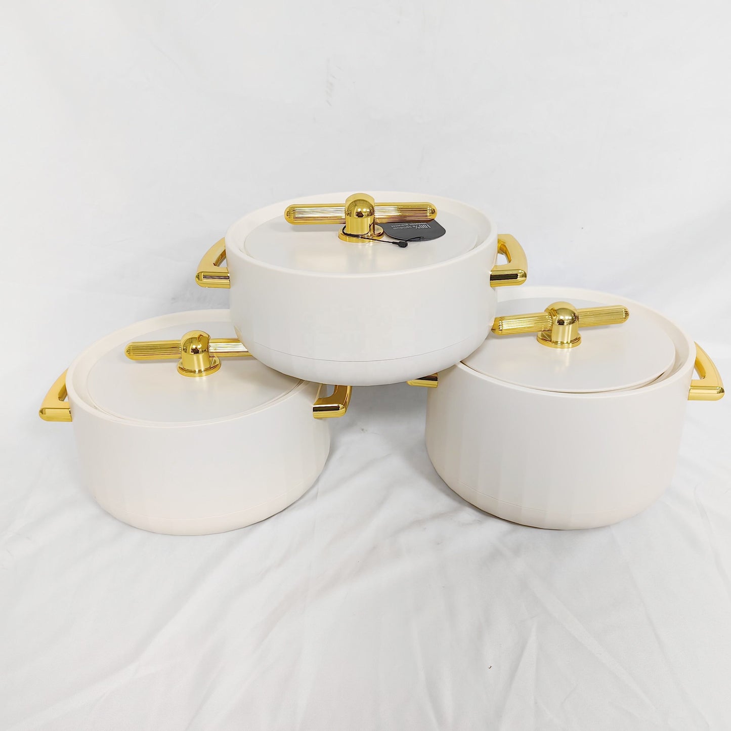 4pcs Antalya Ivory Hotpots Set | Food Warmer Storage | 1800ml, 2400ml, 3000ml, 3600ml | Durable Heat Retaining Serving Hotpots