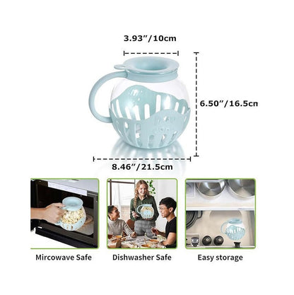 Microwave Popcorn Maker | Glass Microwave Popcorn Popper | Original Popper Machine Jar with Silicone Lid