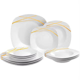 Ceramic Quality 16 Pcs Quadra Dinner Set | Golden Shades | Elegant Square Design