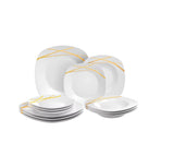 Ceramic Quality 16 Pcs Quadra Dinner Set | Golden Shades | Elegant Square Design