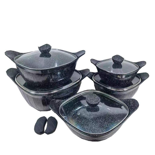 15 pcs Square Die Cast Cookware Set | Extra Heavy | Non Stick Surface