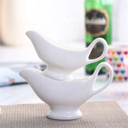 230ml Fine Porcelain Gravy Boat | White Ceramic Sauce Bowl