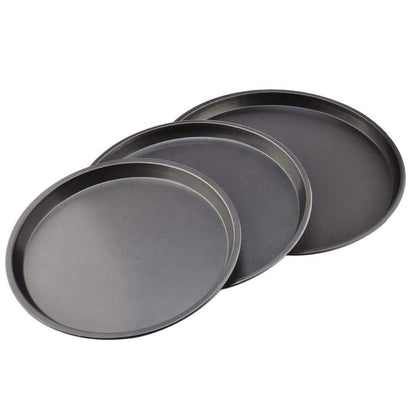 3Piece NonStick Pizza Pan Set | Carbon Steel | 24cm, 26cm, 28cm | Durable & Easy Handling