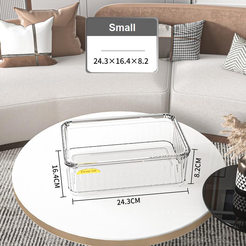 Luxury Transparent Household Storage Box | Stackable PET Plastic Storage Bins with Gold Plated Handles | MultiPurpose Light Luxury Organizers