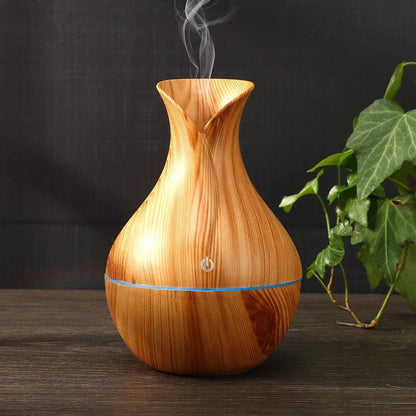 Ultrasonic Aroma Air Humidifier | USB Ultrasonic Aromatherapy Diffuser | 130ml Wood Grain Design