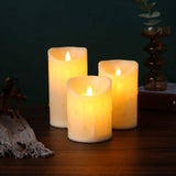 3pcs Classic Battery Operated Flickering Flameless Candles | White | 10cm, 8cm, 7cm | Decorative & Festive Lighting