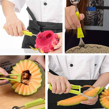 High Quality Stainless Steel DIG Fruit Kit 3in1 | Melon Baller Scoop, Watermelon Cutter, Fruit Carving Tools