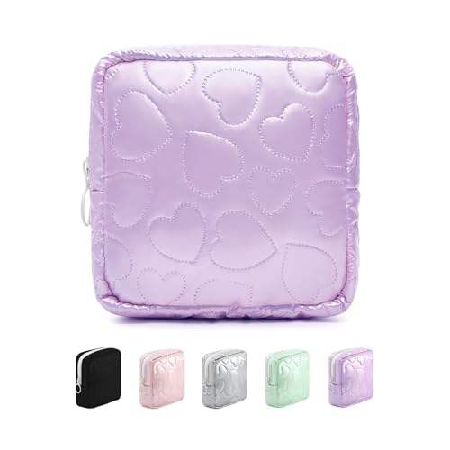 Candy Color Square Glossy Cosmetic Bag Portable Waterproof PU Makeup Pouch & Sanitary Napkin Organizer (12.5cm x 4cm x 12.5cm)