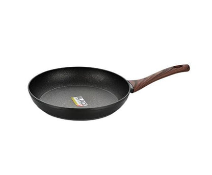 28cm Redstone Nonstick Pan with Wooden Handle | Induction Compatible | Bright Red with Ergonomic Handle