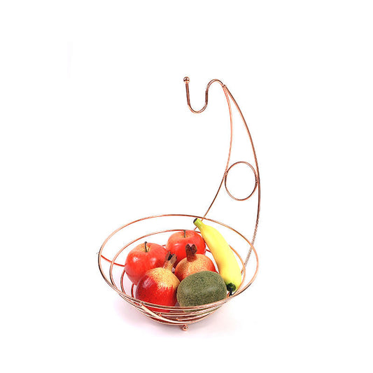 Banana Rack Stainless Steel | 28cm Hanging Fruit Holder | Silver & Rose Gold | Round Fruit Display Stand