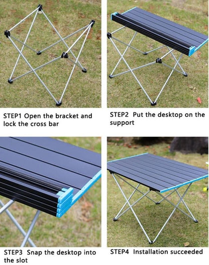 Foldable Top Notch Quality Mini Camping Tables | Aluminum Roll Up Picnic Table with Carry Bag | 58x42x38cm & 68x46x40cm