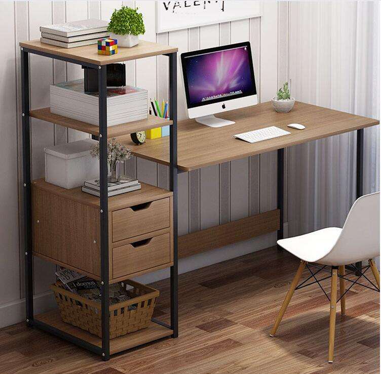 1.2 Meter Work Station Study Table | Modern Computer Desk with Bookshelf and Drawers | Home Office Furniture | White/Beige