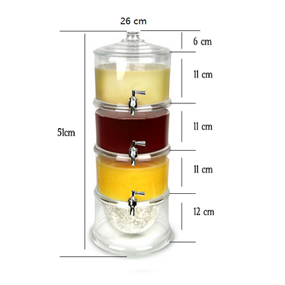 3 Tier Juice Dispenser | Stackable Acrylic Drink Display with Lids & Spigots | 3L Clear Beverage Dispenser for Parties and Events