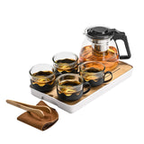 5 Piece Transparent Heat Resistant Glass Infuser Tea Set | 4 Cups & 1 Teapot | Elegant Modern Design