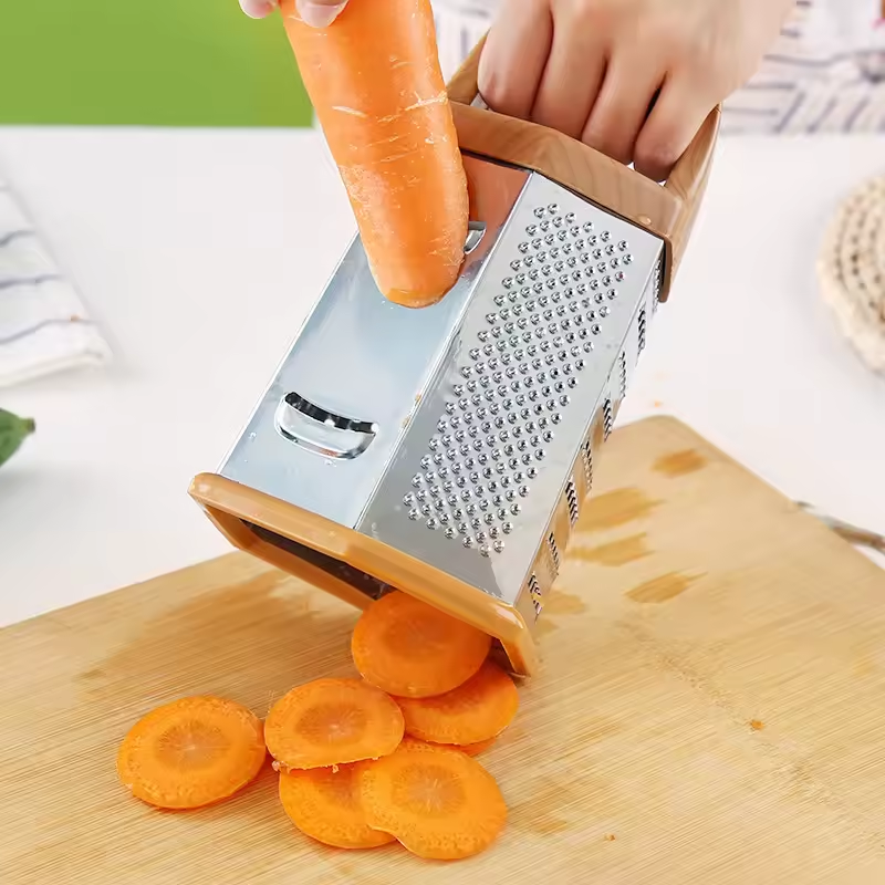 Multifunctional 6 Sided Stainless Steel Quality Box Grater | Large Cheese, Vegetable, Fruit, and Nutmeg Shredder | 20x12x12cm