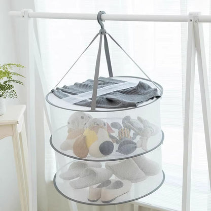 Clothes Drying Basket | Thickened Anti-Deformation Hanging Net Pocket | Double Layer Drying Rack for Socks and Small Items