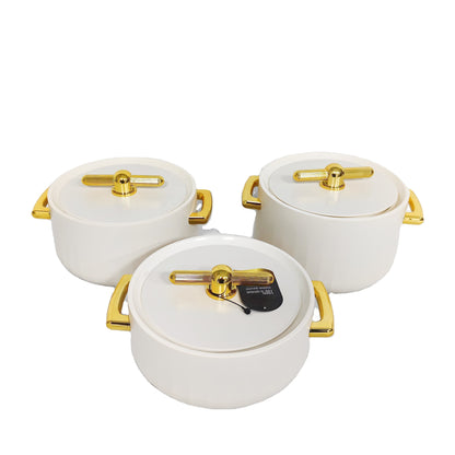 4pcs Antalya Ivory Hotpots Set | Food Warmer Storage | 1800ml, 2400ml, 3000ml, 3600ml | Durable Heat Retaining Serving Hotpots